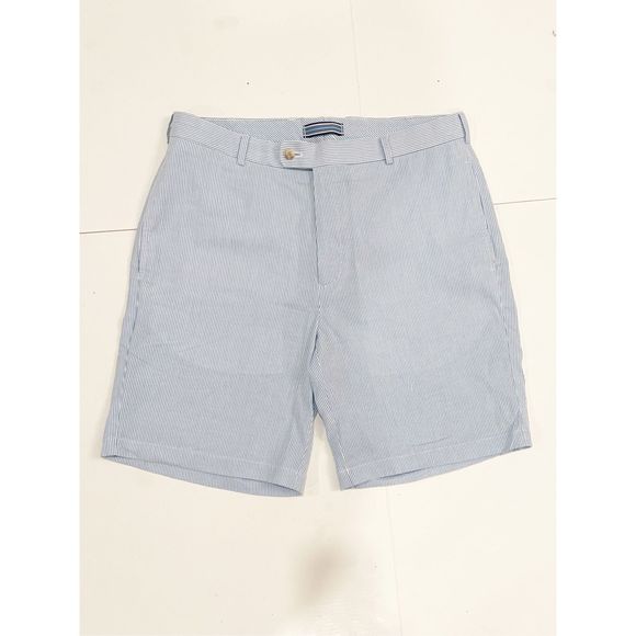 Peter Millar Seersucker Blue Short Cotton Blend 9” inseam Stretch - Picture 1 of 4
